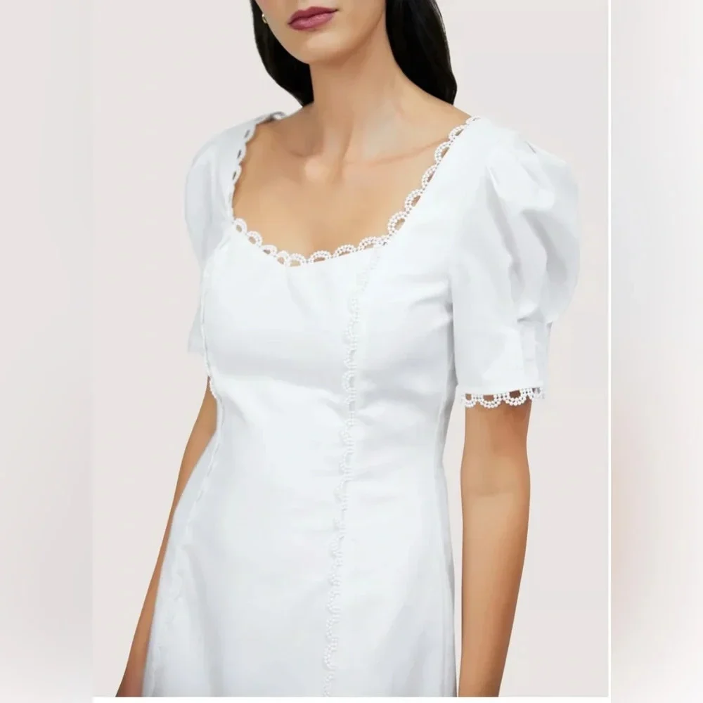 Lost + Wander White Puff Sleeve Mini Dress